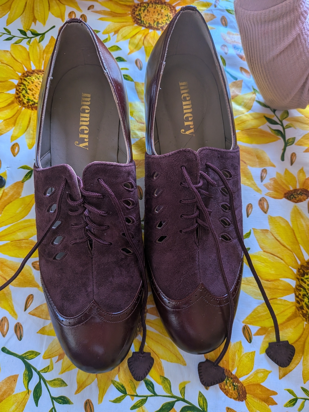 Memery Women’s Plum Suede & Leather Lace-Up Oxfords